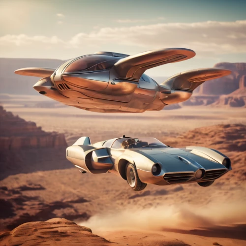 delta-wing,thunderbird,gull wing doors,flying machine,sidewinder,flying saucer,falcon,silver arrow,futuristic car,space glider,plymouth powerflite,air ship,ufo intercept,corvette,wings transport,edsel ranger,supersonic transport,flying objects,jaguar d-type,hover flying,Photography,General,Cinematic