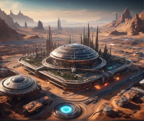 futuristic landscape,solar cell base,desert planet,ancient city,sci fi,futuristic architecture,sci-fi,sci - fi,futuristic art museum,terraforming,valerian,scifi,concept art,alien planet,fleet and transportation,desert desert landscape,alien world,desert landscape,carrack,mesa,Photography,General,Sci-Fi