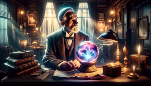 clockmaker,watchmaker,divination,magician,candlemaker,fortune teller,magic grimoire,apothecary,investigator,reading magnifying glass,sci fiction illustration,potions,alchemy,crystal ball,magic book,theoretician physician,magus,librarian,wizard,spell