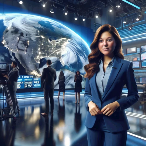 sci fiction illustration,newscaster,newsreader,stock exchange broker,financial world,imperial eagle,earth station,spirit network,world digital painting,digital compositing,stock broker,women's network,women in technology,owl background,corporation,tv reporter,business world,business angel,spy visual,cyberspace