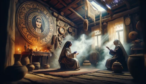 clockmaker,game illustration,hobbiton,fantasy picture,watchmaker,medieval hourglass,ancient house,fantasy art,the annunciation,alchemy,apothecary,candlemaker,divination,grandfather clock,fairy tale icons,the threshold of the house,potter's wheel,games of light,witch's house,sci fiction illustration