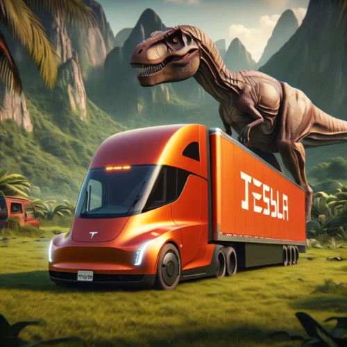 nikola,cybertruck,delivery trucks,tyrannosaurus rex,delivery truck,dino,trex,kei truck,rust truck,tyrannosaurus,brontosaurus,t-rex,velociraptor,t rex,landmannahellir,moottero vehicle,parcel service,mail truck,delivering,long cargo truck