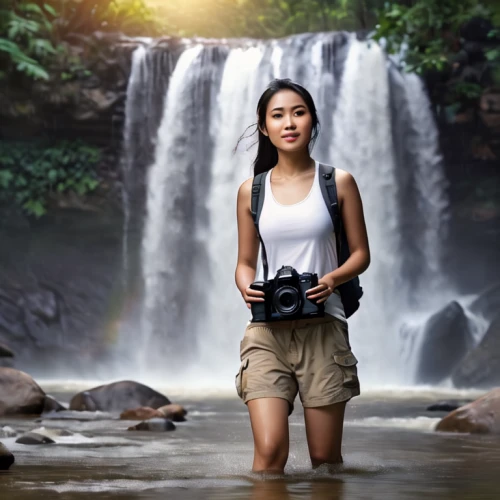 mirrorless interchangeable-lens camera,nature photographer,portrait photographers,sony alpha 7,canon 5d mark ii,a girl with a camera,landscape photography,portrait photography,photo contest,digital compositing,erawan waterfall national park,travel woman,vietnam,lara,photo equipment with full-size,hiking equipment,girl on the river,dji spark,asian woman,backpacker,Photography,General,Natural
