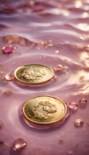 surface tension,coins,waterdrops,gold-pink earthy colors,water drops,ripple,ripples,pennies,coins stacks,water droplets,droplets of water,gold bullion,coin,water droplet,liquid bubble,tokens,drops of water,monsoon banner,water surface,pot of gold background
