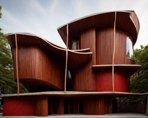 corten steel,modern architecture,archidaily,cubic house,futuristic architecture,kirrarchitecture,wooden construction,cube stilt houses,wooden facade,disney hall,crooked house,timber house,wood structure,dunes house,3d rendering,arhitecture,wooden church,arq,wooden house,futuristic art museum