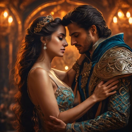 prince and princess,aladha,romance novel,romantic scene,romantic portrait,throughout the game of love,beautiful couple,fantasy picture,aladin,athos,a fairy tale,from persian shah,bollywood,couple goal,elvan,fairytale,fairy tale,golden weddings,emile vernon,aladdin,Photography,General,Fantasy