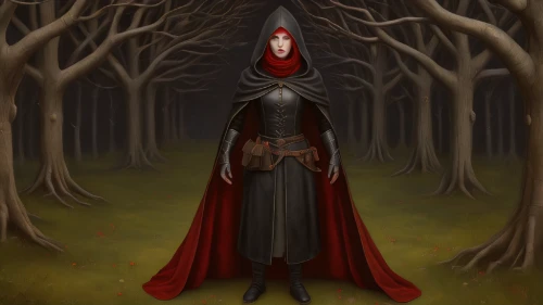 red riding hood,little red riding hood,red coat,red cape,red tunic,crow queen,huntress,imperial coat,cloak,sorceress,vampire woman,gothic portrait,queen of hearts,hooded man,sterntaler,gothic woman,vampire lady,hooded,elven forest,the witch,Art,Artistic Painting,Artistic Painting 02
