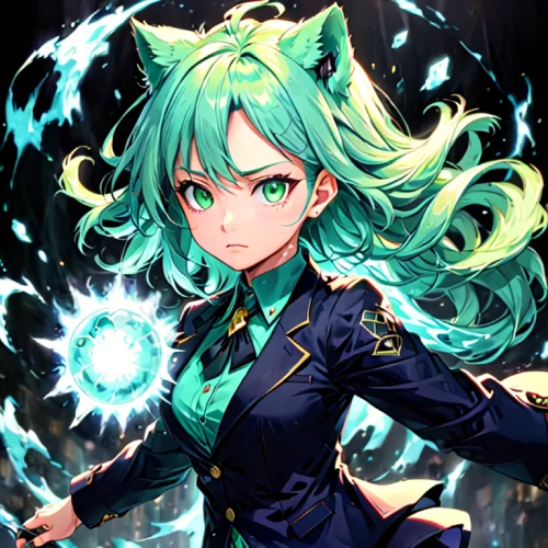 emerald,umiuchiwa,wiz,green aurora,hatsune miku,vocaloid,eris,miku,toori,monsoon banner,medusa,medusa gorgon,ganai,anahata,uruburu,kayano,patrol,magna,emerald sea,minerva