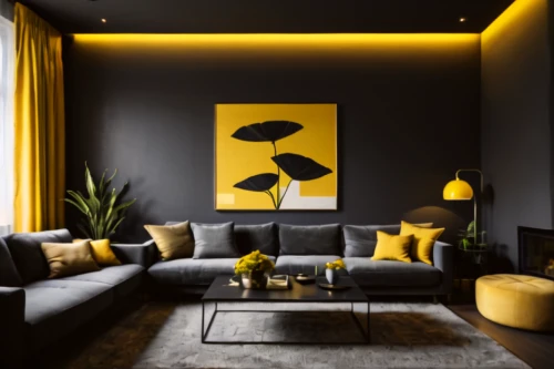 modern decor,contemporary decor,gold wall,yellow wall,interior design,apartment lounge,mid century modern,the living room of a photographer,interior decoration,livingroom,interior decor,interior modern design,sitting room,decor,deco,living room,yellow wallpaper,yellow and black,search interior solutions,wall decor