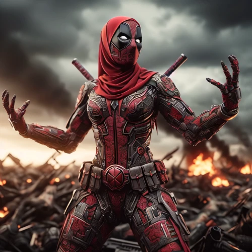 dead pool,deadpool,digital compositing,red super hero,red hood,pyro,photoshop manipulation,darth talon,superhero background,barb wire,wanda,spawn,webbing,widow spider,cosplay image,cancer icon,huntress,marvels,photomanipulation,black widow