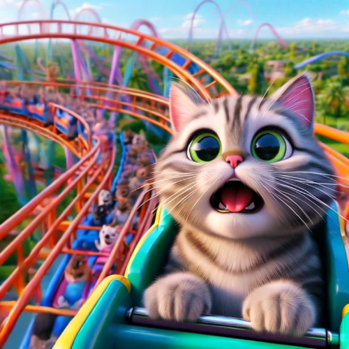 roller coaster,cartoon cat,wildcat,tom cat,theme park,amusement park,coaster,amusement ride,cyclone,wild cat,tomorrowland,rides amp attractions,guess,disneyland paris,prater,california adventure,whirl,disney land,cute cartoon image,to roar