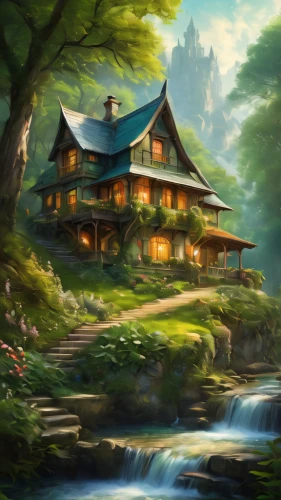 house in the forest,house in mountains,house in the mountains,house with lake,home landscape,lonely house,house by the water,the cabin in the mountains,summer cottage,traditional house,little house,cottage,log home,landscape background,wooden house,beautiful home,small house,ancient house,fisherman's house,log cabin,Conceptual Art,Fantasy,Fantasy 05