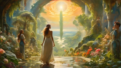 fantasy picture,the mystical path,the pillar of light,the annunciation,pilgrimage,garden of eden,fairy world,heaven gate,light bearer,celtic woman,fantasy art,the threshold of the house,way of the roses,fantasy world,hall of the fallen,jrr tolkien,hobbit,faery,the path,to the garden,Conceptual Art,Fantasy,Fantasy 05