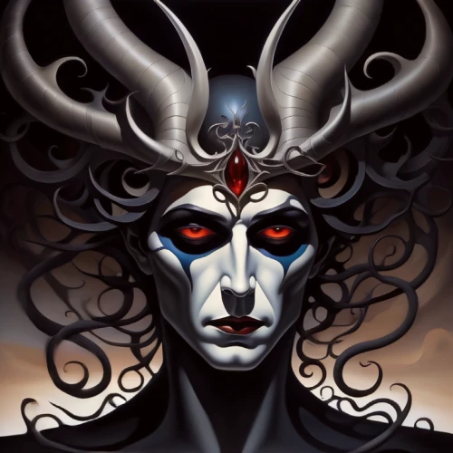 horned,medusa,daemon,gorgon,devil,shiva,horn of amaltheia,lucifer,third eye,evil woman,dark elf,trioceros,lord shiva,medusa gorgon,oryx,god shiva,priestess,goatflower,pagan,lokportrait