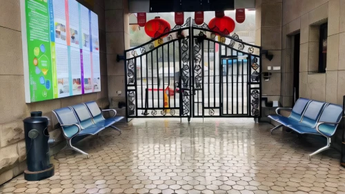 train station passage,subway station,downstream gate,french train station,school design,children's interior,leisure facility,hollywood metro station,leisure centre,entry path,handicap accessible,entry,metal gate,glass tiles,hallway,prison,metro station,thermal bath,rest room,waiting room