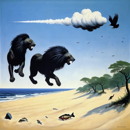 animals hunting,great apes,flying dogs,animal migration,baboons,hunting scene,wild animals crossing,bay of pigs,kong,monkey gang,black bears,zeppelins,king kong,primeval times,primates,siamang,chimpanzee,sloth bear,bear market,migration,Art,Artistic Painting,Artistic Painting 06