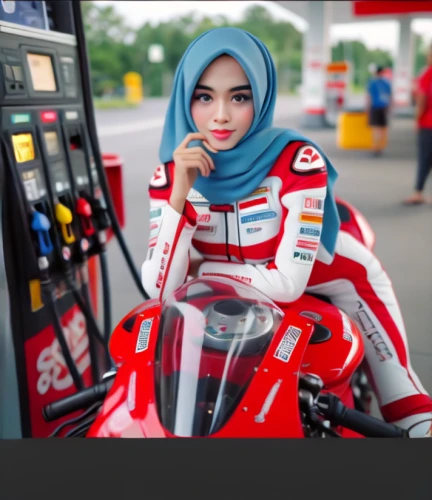 petrol pump,hijaber,gas pump,hijab,petronas,e-gas station,electric gas station,petrol,race car driver,indonesian women,coke machine,gas-station,oil cosmetic,gas station,muslim woman,money heist,petrolium,automobile racer,moto gp,petroleum