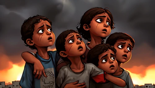 children of war,animated cartoon,children's background,cute cartoon image,evacuation,apocalypse,the pollution,apocalyptic,world digital painting,doomsday,png image,child crying,background image,pollution,refugees,fire background,kids illustration,city in flames,wall of tears,world children's day