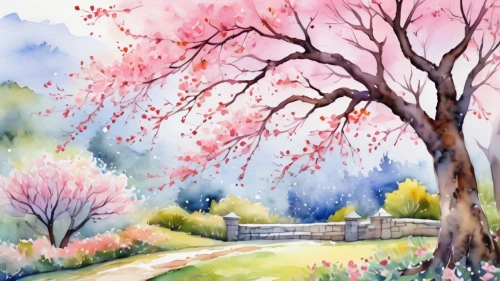 watercolor background,watercolor tree,sakura trees,takato cherry blossoms,sakura tree,japanese cherry trees,japanese sakura background,cherry trees,the cherry blossoms,cherry blossom tree,watercolor,watercolor painting,cherry blossom festival,springtime background,autumn cherry blossoms,watercolor paint,sakura cherry tree,sakura background,cherry blossoms,blossom tree,Illustration,Paper based,Paper Based 24