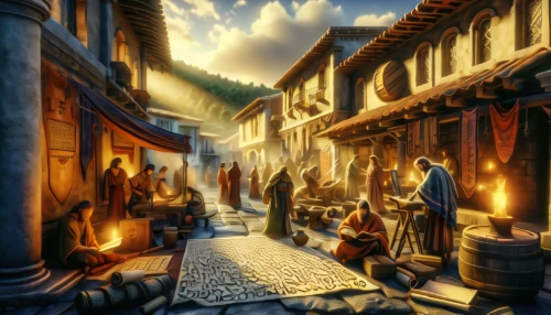 medieval street,medieval market,nativity village,medieval town,the pied piper of hamelin,village scene,the market,souk,marketplace,street scene,biblical narrative characters,advent market,the cobbled streets,merchant,bazaar,medieval,vendors,souq,fantasy picture,ancient parade