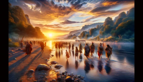 fantasy landscape,the twelve apostles,fantasy picture,river of life project,landscape background,world digital painting,fantasy art,the night of kupala,guards of the canyon,twelve apostles,river landscape,landscapes,casting (fishing),panoramic landscape,digital compositing,heroic fantasy,heaven lake,sacred art,photo painting,background with stones