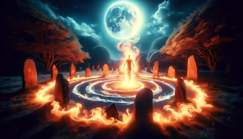 fire ring,pillar of fire,cauldron,divination,the eternal flame,ring of fire,portal,fire background,burning earth,five elements,purgatory,burning torch,mirror of souls,shamanism,door to hell,dancing flames,mysticism,magic grimoire,burning tree trunk,firespin
