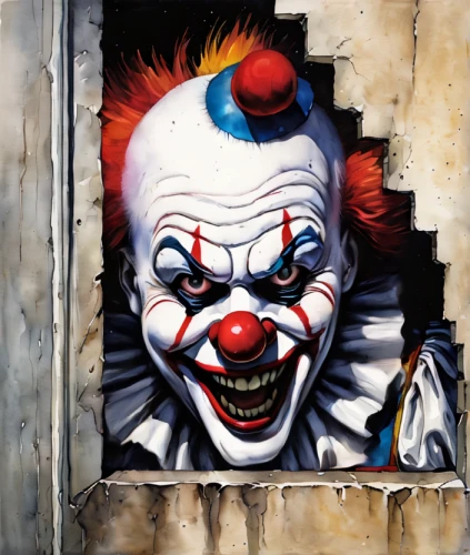 creepy clown,horror clown,scary clown,graffiti art,clown,it,jigsaw,streetart,ronald,rodeo clown,street art,chalk drawing,street artist,clowns,street artists,urban street art,jigsaw puzzle,joker,facade painting,meticulous painting,Illustration,Paper based,Paper Based 03