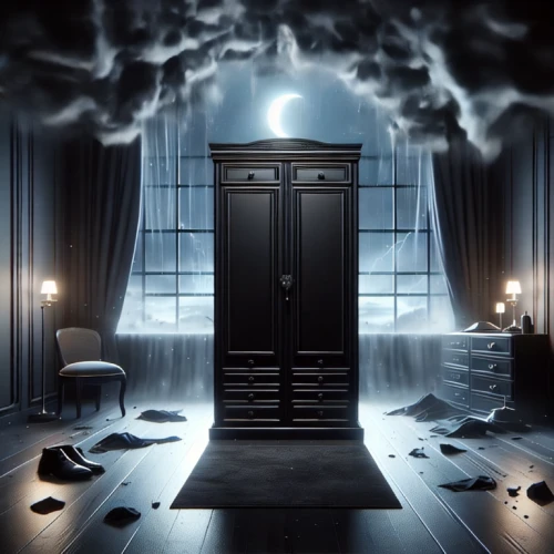 dark cabinetry,a dark room,play escape game live and win,blue room,creepy doorway,cold room,the door,rooms,metallic door,live escape game,dark cabinets,visual effect lighting,witch house,open door,abandoned room,one room,3d render,armoire,empty room,penumbra