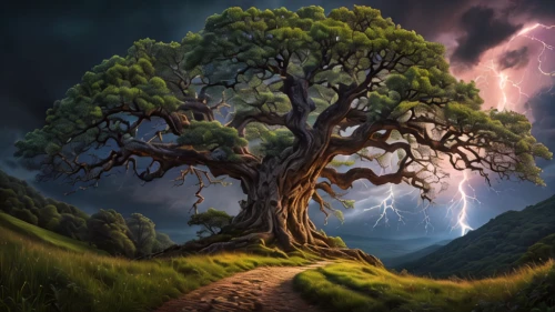 celtic tree,magic tree,fantasy picture,tree of life,fantasy landscape,oak tree,isolated tree,dragon tree,flourishing tree,forest tree,argan tree,elven forest,lone tree,druid grove,tree thoughtless,the branches of the tree,bodhi tree,fantasy art,world digital painting,tree and roots,Photography,General,Natural