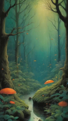 mushroom landscape,fairy forest,forest landscape,fantasy landscape,forest floor,elven forest,forest glade,forest of dreams,fairytale forest,enchanted forest,forest background,forest path,fantasy picture,world digital painting,forest mushrooms,deciduous forest,autumn forest,cartoon forest,cartoon video game background,the forest,Illustration,Realistic Fantasy,Realistic Fantasy 05
