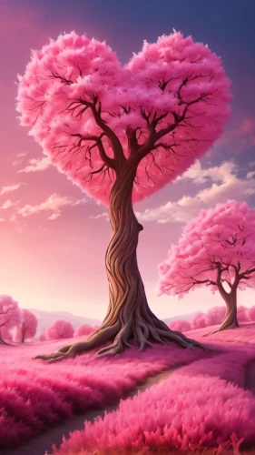 sakura tree,blossom tree,cherry blossom tree,japanese sakura background,sakura trees,sakura background,colorful tree of life,flourishing tree,flower tree,pink magnolia,lilac tree,red tree,the japanese tree,painted tree,lone tree,blooming trees,cartoon video game background,tree of life,landscape background,purple landscape,Illustration,Realistic Fantasy,Realistic Fantasy 01