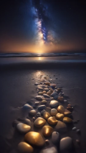 balanced pebbles,stacking stones,zen stones,astronomy,footprints in the sand,stacked stones,the wadden sea,milky way,milkyway,stacked rock,wadden sea,rock stacking,moonscape,stack of stones,sand paths,background with stones,sandstones,seashells,starfishes,starscape,Conceptual Art,Fantasy,Fantasy 01