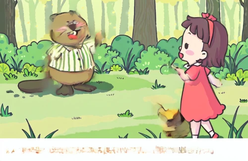 my neighbor totoro,game illustration,wood rabbit,adventure game,chestnut sparrow,chestnut forest,cartoon forest,meadow play,cute cartoon image,girl and boy outdoor,brown rabbit,android game,chestnut animal,children's background,bamboo shoot,shiitake,beaver,little red riding hood,spring greeting,woodland animals