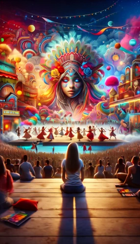 psychedelic art,neon carnival brasil,cirque du soleil,the festival of colors,3d fantasy,circus,carnival,fairground,hippy market,fantasy art,fantasy world,musical background,tomorrowland,carousel,circus show,fireworks art,antasy,children's background,circus stage,dream world