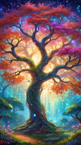 colorful tree of life,magic tree,tree of life,flourishing tree,celtic tree,painted tree,watercolor tree,red tree,the branches of the tree,autumn tree,fantasy picture,wondertree,blossom tree,forest tree,burning tree trunk,a tree,tree,tangerine tree,fae,seasonal tree,Illustration,Realistic Fantasy,Realistic Fantasy 01