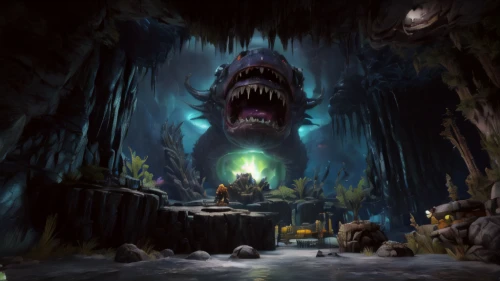 northrend,the blue caves,ice cave,cave tour,blue cave,glacier cave,dungeons,blue caves,cave,stalagmite,hall of the fallen,speleothem,pit cave,devilwood,druid grove,caving,the wolf pit,dungeon,concept art,fantasy picture