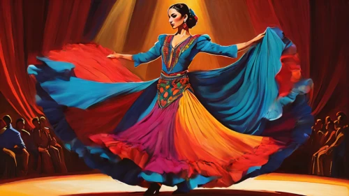 flamenco,ethnic dancer,tanoura dance,folk-dance,latin dance,dancer,belly dance,dervishes,radha,salsa dance,sari,dance performance,khokhloma painting,dance,bollywood,matador,concert dance,folk dance,iranian nowruz,zoroastrian novruz,Illustration,American Style,American Style 07