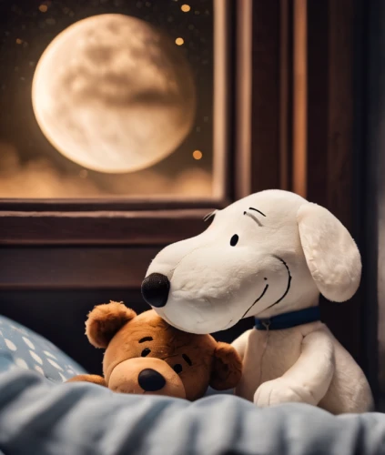 cuddly toys,romantic night,stuffed animals,bedtime,teddy bear waiting,snoopy,night image,pluto,the moon and the stars,dog photography,cuddling bear,moon night,stuffed toys,soft toys,plush toys,dog-photography,moon phase,3d teddy,good night,moon and star background,Photography,General,Cinematic
