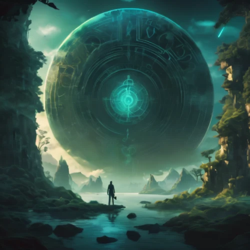 sci fiction illustration,transistor,world digital painting,game art,portal,fantasy picture,game illustration,portals,fantasy art,myst,futuristic landscape,cg artwork,fantasy landscape,alien planet,the mystical path,flow of time,stargate,background image,mirror of souls,alien world