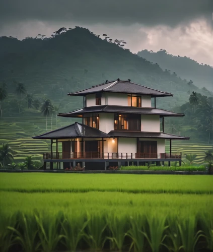 rice fields,ricefield,rice field,the rice field,asian architecture,rice paddies,lonely house,rice terrace,home landscape,beautiful home,japanese architecture,traditional house,small house,paddy field,house in mountains,rice mountain,rice cultivation,tropical house,yamada's rice fields,miniature house,Photography,General,Cinematic