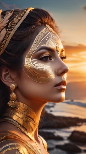 ancient egyptian girl,warrior woman,golden mask,cleopatra,gold mask,athena,divine healing energy,pharaonic,horus,shamanic,ancient egyptian,female warrior,ancient egypt,ancient people,shamanism,egyptian,women's cosmetics,gold jewelry,aborigine,digital compositing,Photography,General,Natural