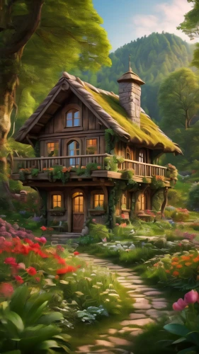 studio ghibli,house in the forest,house in the mountains,house in mountains,wooden house,home landscape,alpine village,summer cottage,little house,log home,the cabin in the mountains,traditional house,wooden houses,beautiful home,country cottage,country house,cottage,small house,log cabin,mountain village,Photography,General,Natural