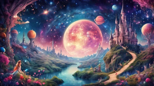 fairy world,fairy galaxy,mushroom landscape,fantasy landscape,fantasy picture,alien world,alien planet,fairy forest,3d fantasy,easter background,dream world,fairy village,fantasy world,wonderland,fantasia,fantasy art,children's background,world digital painting,magical adventure,astral traveler,Illustration,Realistic Fantasy,Realistic Fantasy 02