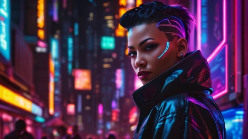 cyberpunk,asian vision,futuristic,geisha,mulan,shanghai,katana,neon lights,cyber,vertigo,neon light,asia,hong kong,neon arrows,pompadour,neon,metropolis,geisha girl,mohawk,aura,Conceptual Art,Sci-Fi,Sci-Fi 26