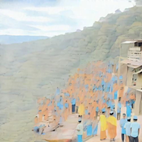 yellow mountains,cliff dwelling,panoramical,building valley,lalibela,afar tribe,human settlement,rajasthan,terraces,mountain settlement,river of life project,cube stilt houses,khokhloma painting,mountain village,incas,mud village,priorat,mountain huts,harau,virtual landscape,Photography,General,Natural