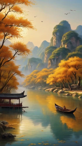 boat landscape,landscape background,river landscape,japan landscape,oriental painting,fantasy landscape,chinese art,autumn landscape,guilin,world digital painting,coastal landscape,autumn scenery,oriental,mountainous landscape,beautiful landscape,dragon boat,ham ninh,an island far away landscape,yunnan,nature landscape,Photography,General,Natural