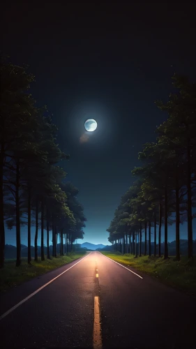 moonlit night,night highway,empty road,long road,road to nowhere,the road,photomanipulation,moon and star background,photo manipulation,moonlit,light of night,night scene,moonscape,nocturnes,evening atmosphere,road forgotten,moonlight,road,night image,moon night,Photography,General,Natural