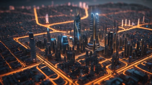 metropolis,dubai,fantasy city,cityscape,city blocks,dubai marina,cinema 4d,shanghai,skyscraper town,3d rendering,electric tower,city at night,3d render,burj khalifa,tilt shift,city cities,cities,doha,burj,render,Photography,General,Sci-Fi