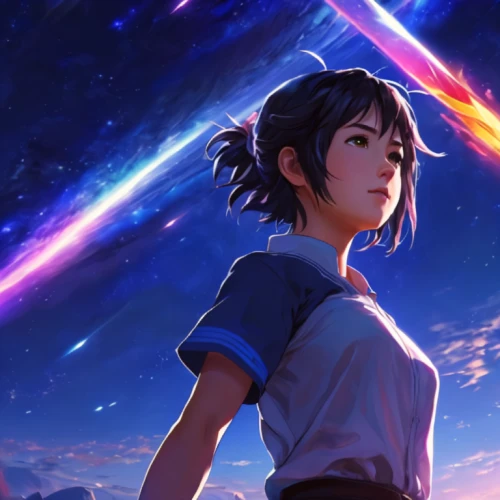 falling stars,cg artwork,falling star,rainbow and stars,space art,colorful stars,sakura background,meteor,would a background,star sky,shooting star,starry sky,star winds,north star,cosmos,runaway star,shooting stars,dusk background,yuki nagato sos brigade,galaxy