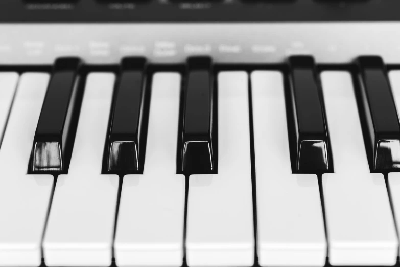 piano keys sitting upright in front of a keyboard